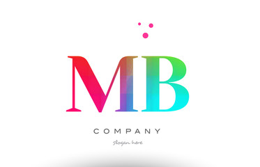 MB M B colored rainbow creative colors alphabet letter logo icon