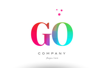 GO G O colored rainbow creative colors alphabet letter logo icon