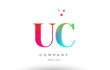 UC U C colored rainbow creative colors alphabet letter logo icon