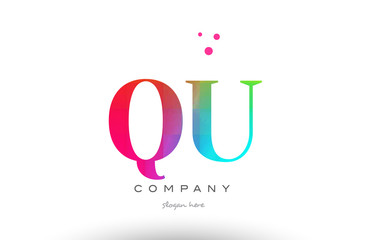 QU Q U colored rainbow creative colors alphabet letter logo icon