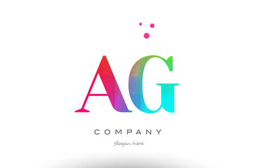 AG A G colored rainbow creative colors alphabet letter logo icon