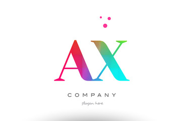 AX A X colored rainbow creative colors alphabet letter logo icon