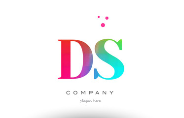 DS D S colored rainbow creative colors alphabet letter logo icon