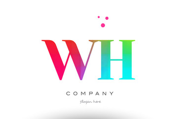 WH W H colored rainbow creative colors alphabet letter logo icon