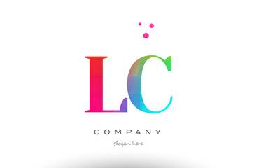 LC L C colored rainbow creative colors alphabet letter logo icon