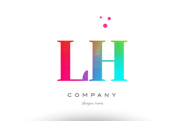 LH L H colored rainbow creative colors alphabet letter logo icon