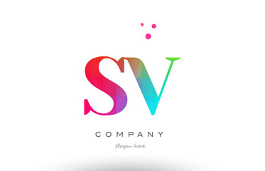 SV S V colored rainbow creative colors alphabet letter logo icon