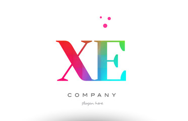 XE X E colored rainbow creative colors alphabet letter logo icon