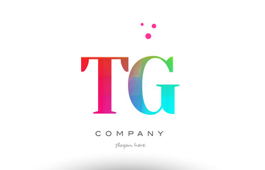 TG T G colored rainbow creative colors alphabet letter logo icon