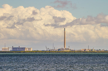 Port Pirie skyline in South Australia showing the lead smelter and grain silos