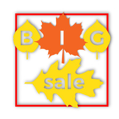 Big Autumn sale. Fall sale design.Can be used for flyers, banners or posters. Vector illustration with colorful autumn leaves