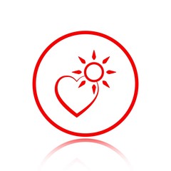 heart and the sun icon stock vector illustration flat design