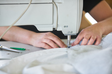 Seamstress worker in factory