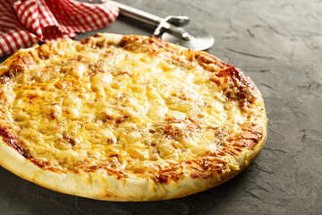 Pizza with cheese and ham