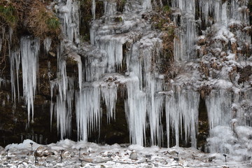 三十槌の氷柱、みそつちのつらら、天然の氷柱、埼玉県秩父市大滝地区、２月