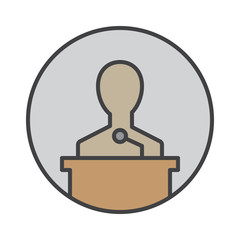 Speaker filled outline icon, round colorful vector sign, circular flat pictogram. Lecture symbol, logo illustration