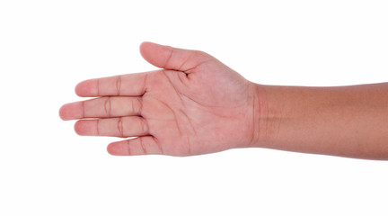 child hand sign isolated on white background