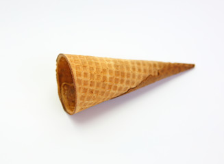 Wafer cone on white background