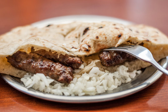 Kebabs as a traditional dish in Sarajevo, Bosnia and Herzegovina