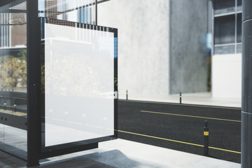 Bus stop with white poster side