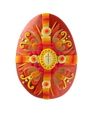 Easter egg made from bright colored plasticine for the spring religious holiday of Easter or a bright Sunday