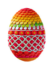 Easter egg made from bright colored plasticine for the spring religious holiday of Easter or a bright Sunday