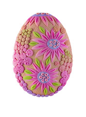 Easter egg made from bright colored plasticine for the spring religious holiday of Easter or a bright Sunday