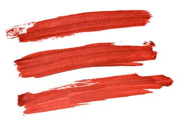 Set of red acryl brush strokes