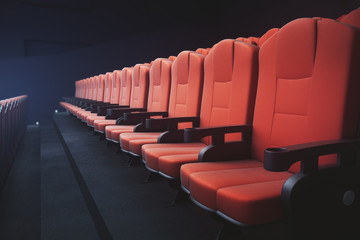 Red cinema chairs seats