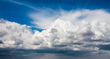 beautiful blue  sky with rainy clouds.
