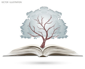 Tree on open book.