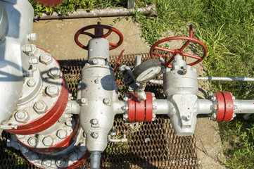 valve with a pressure gauge on a gas rig