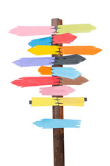 Wooden sign board isolated on white