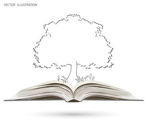 Tree on open book.