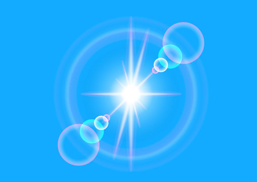 Abstract background sun star and light with blue sky
