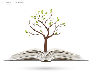 Tree on open book.