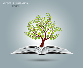 Tree on open book.