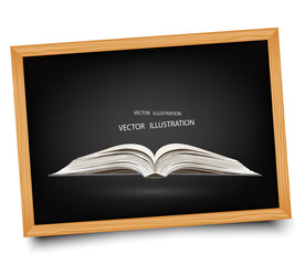 Open book on blackboard.