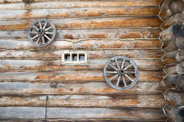 the wall of the wood village house. wood texture. background.