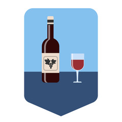 The bottle and a glass of wine with wine. This illustration can be used for wine companies.