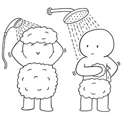 vector set of men showering