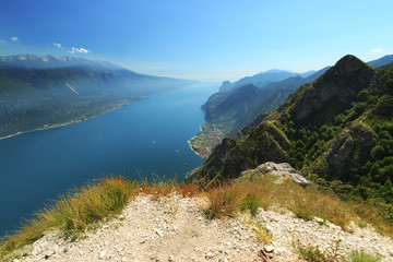 View to Lago di Gardo from Punta Larici, Alps, Italy
