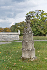 Ancient park scukpture in Pidhirtsi Castle, Western Ukraine.