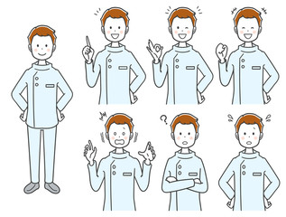 男性看護師のイラスト（セット 全身）