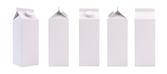 White blank milk or juice pack box template - 3d rendering