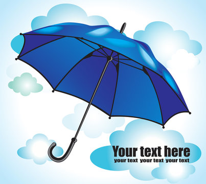 Blue umbrella with clouds