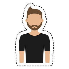 man wearing black t shirt,  cartoon icon over white background. colorful design. vector illustration