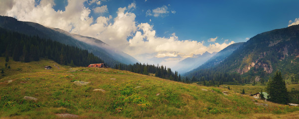 Panorama National Park of Adamello Brenta from the Val di Fumo. Trentino Alto Adige, Italy