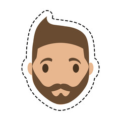 happy man face, cartoon icon over white background. colorful design. vector illustration