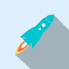 Rocket launch icon in flat style